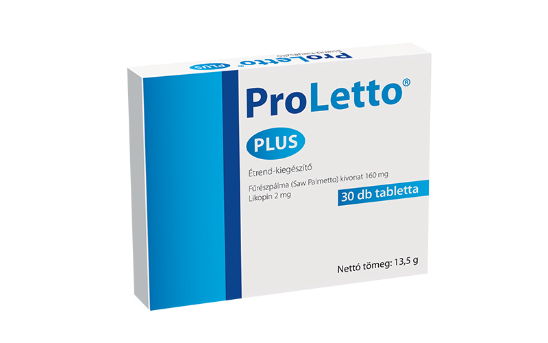 Natural Pharmaceuticals ProLetto® Plus Egy csomag ProLetto® Plus étrend-kiegészítő, amely 30 tablettát tartalmaz. A termék 160 mg Sabal pálmakivonatot (Saw Palmetto) és 2 mg likopint tartalmaz. Nettó súlya: 13,5 g.